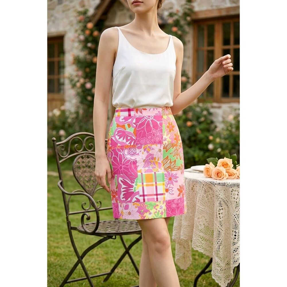 🔹️NWT Lilly Pulitzer Pink Simple Patchwork Skirt Size 2